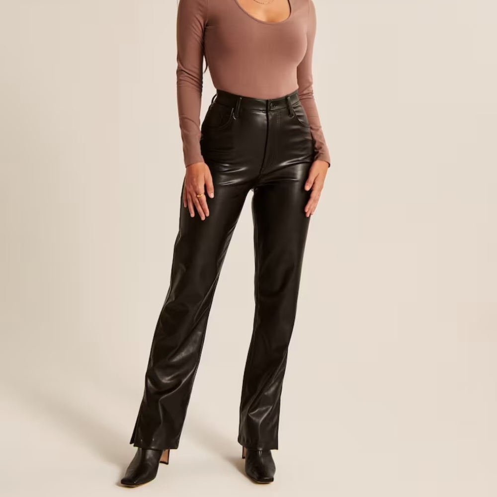 Abercrombie & Fitch Faux Leather The Ankle Straight High Rise Curve Love Pants